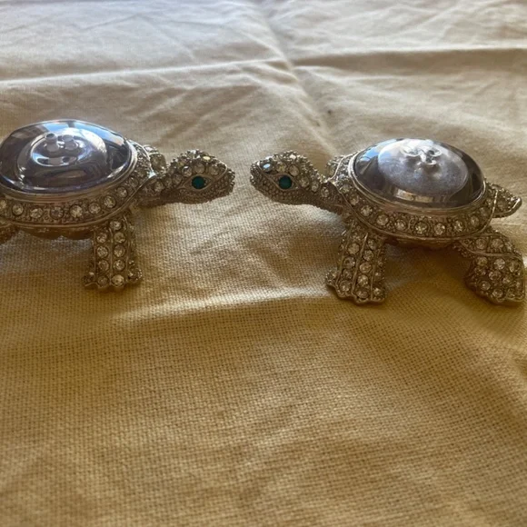 L’Objet Gold Plated Jeweled Turtle Salt and Pepper Shakers